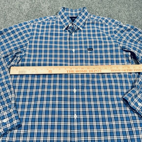 Faconnable Classique Blue Brown Plaid Button Shirt Men’s Medium - Picture 7 of 8
